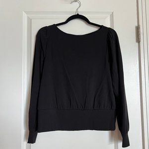 Ann Taylor Black Puff Sleeve Sweatshirt